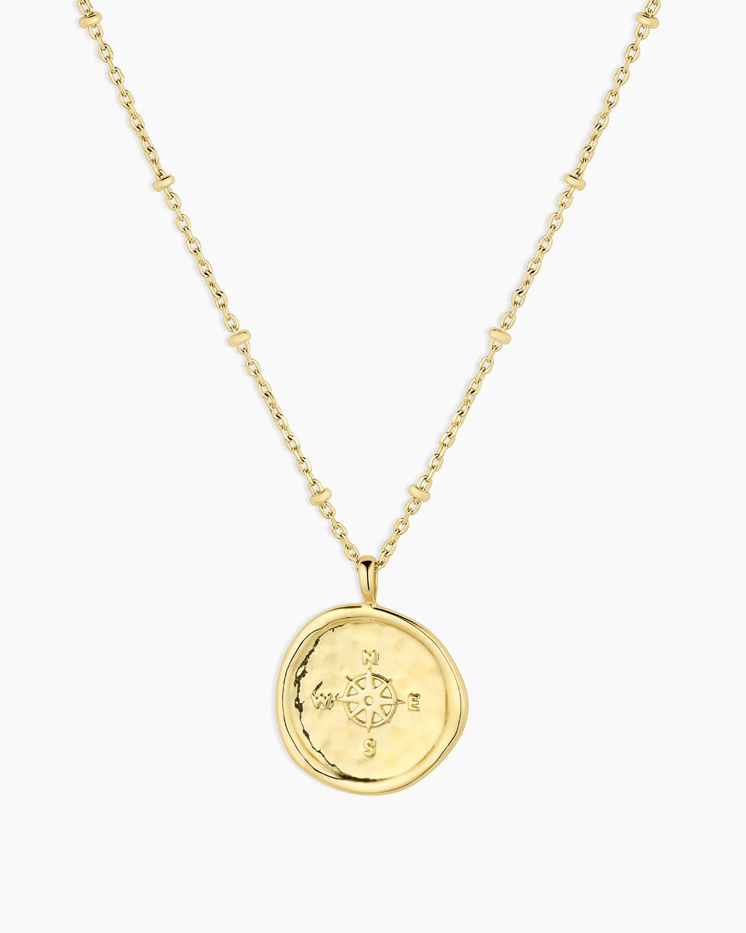 18k Gold Plated Coin Necklace, Compass Necklace || option::18k Gold Plated