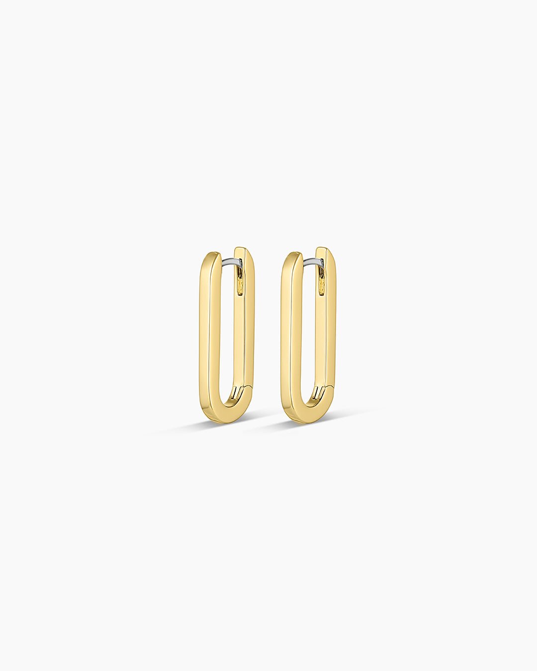 18k Gold Plated Rectangle Huggies,Parker Huggies, rectangle hoops, link hoops || option::18k Gold Plated