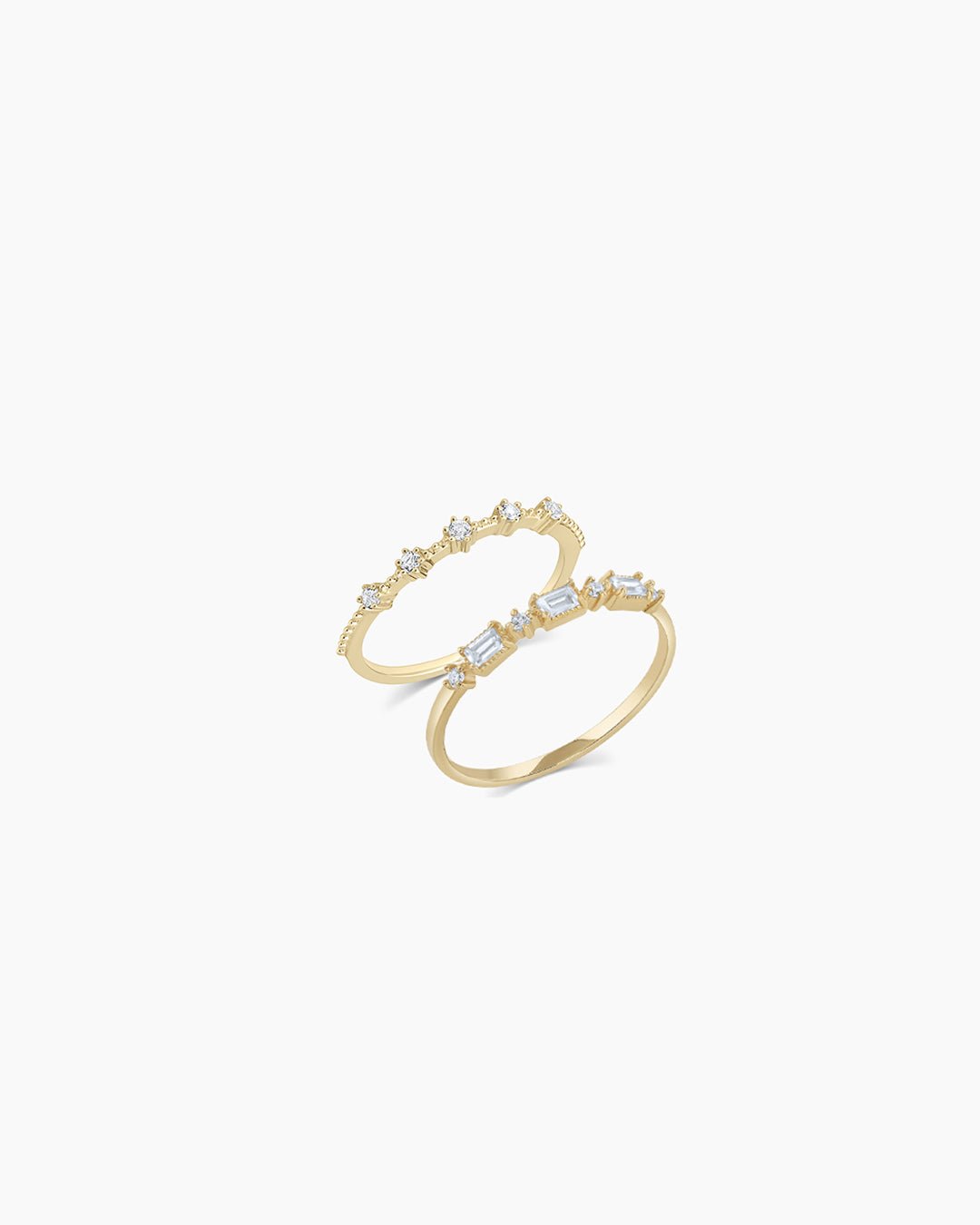 Diamond and White Topaz Ring set || option::14k Solid Gold