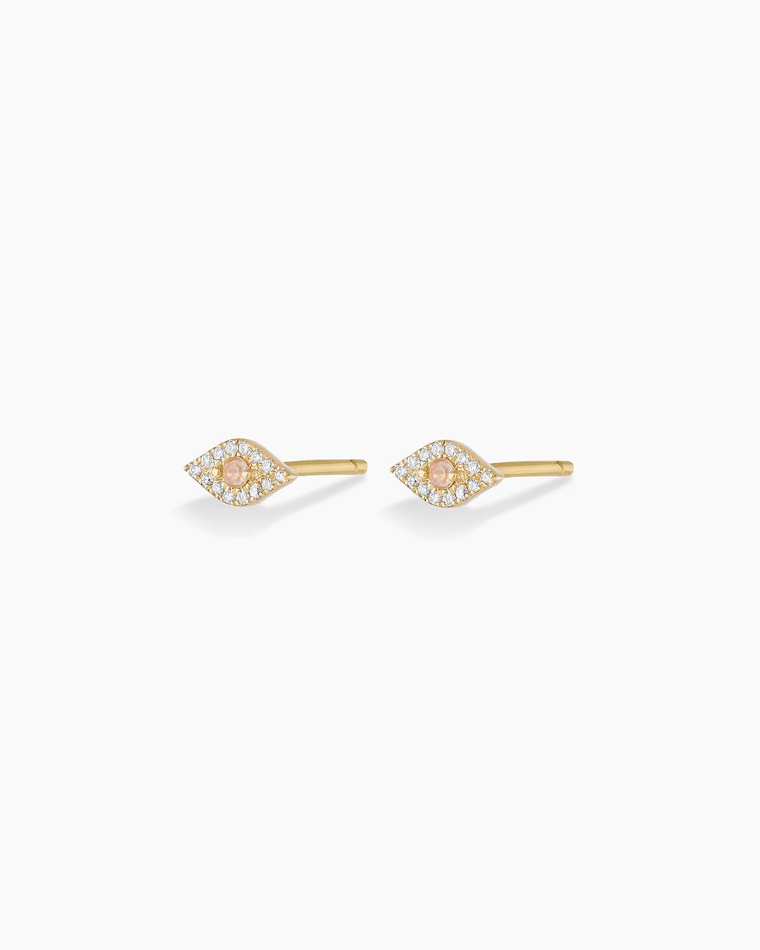 Diamond Evil Eye Studs || option::14k Solid Gold