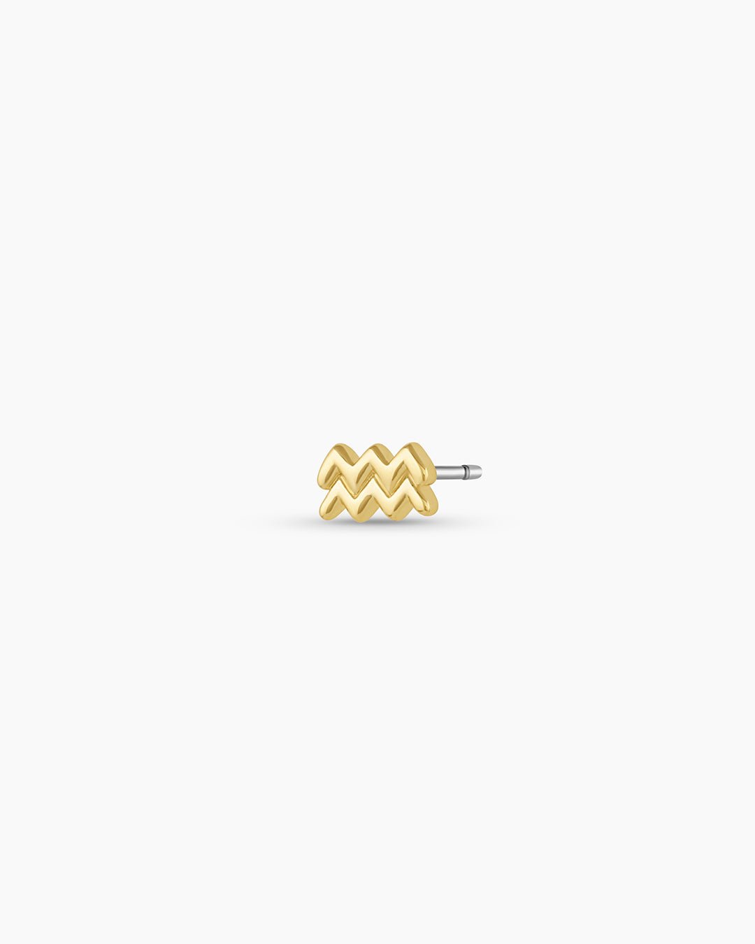 Zodiac Charm Stud - Aquarius || option::18k Gold Plated, Aquarius