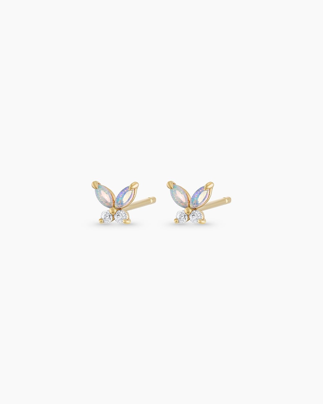 Opal Butterfly Stud Butterfly Earrings || option::14k Solid Gold