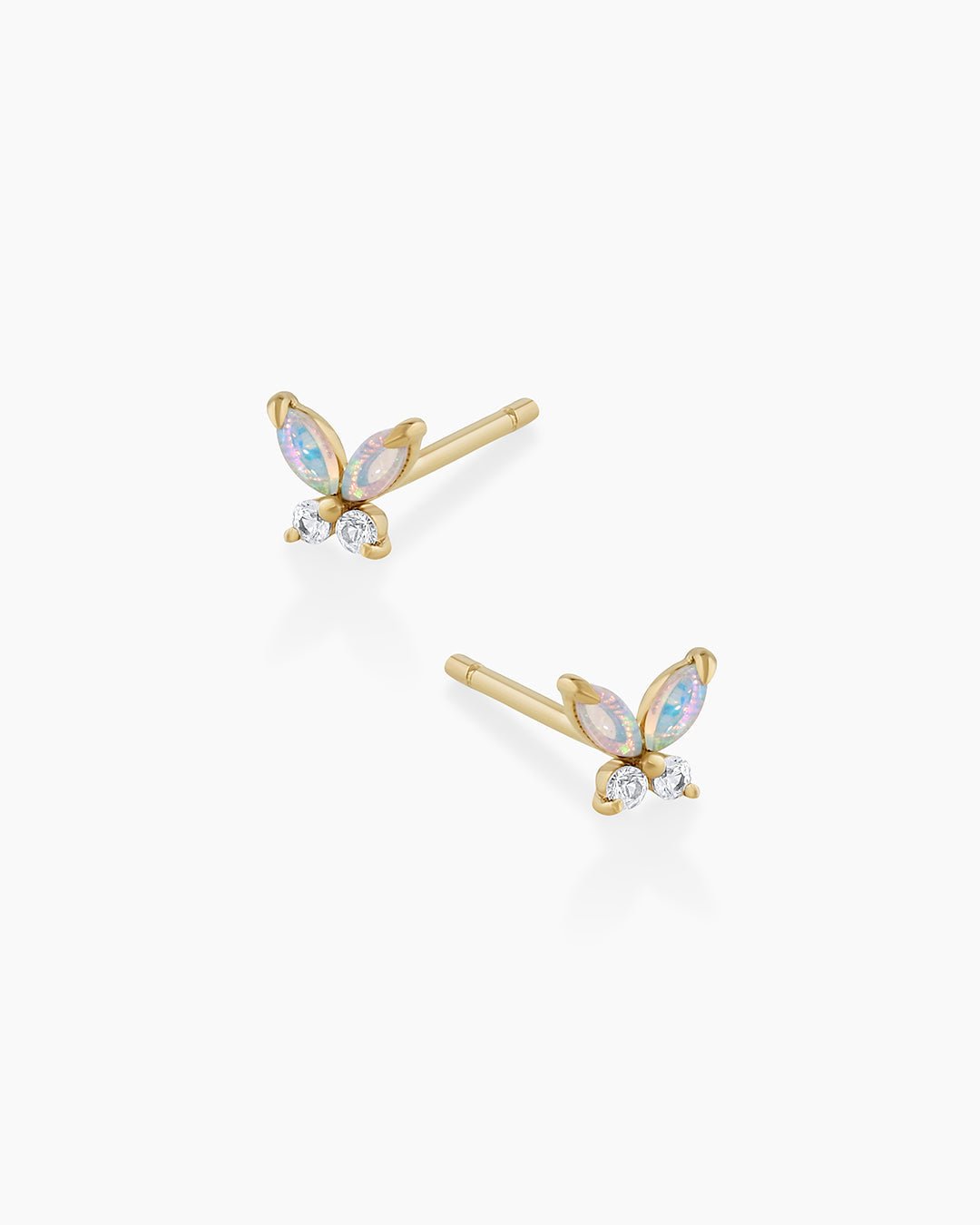 Opal Butterfly Stud Butterfly Earrings || option::14k Solid Gold