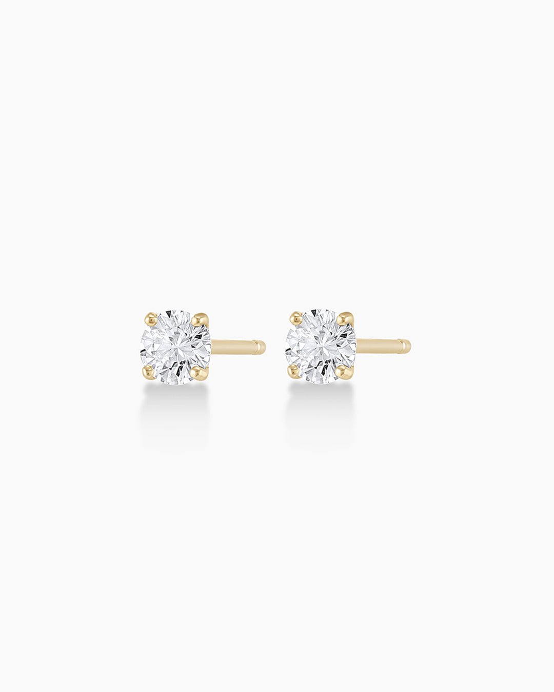 Diamond Solitaire 3 mm Studs || option::14k Solid Gold, 4mm