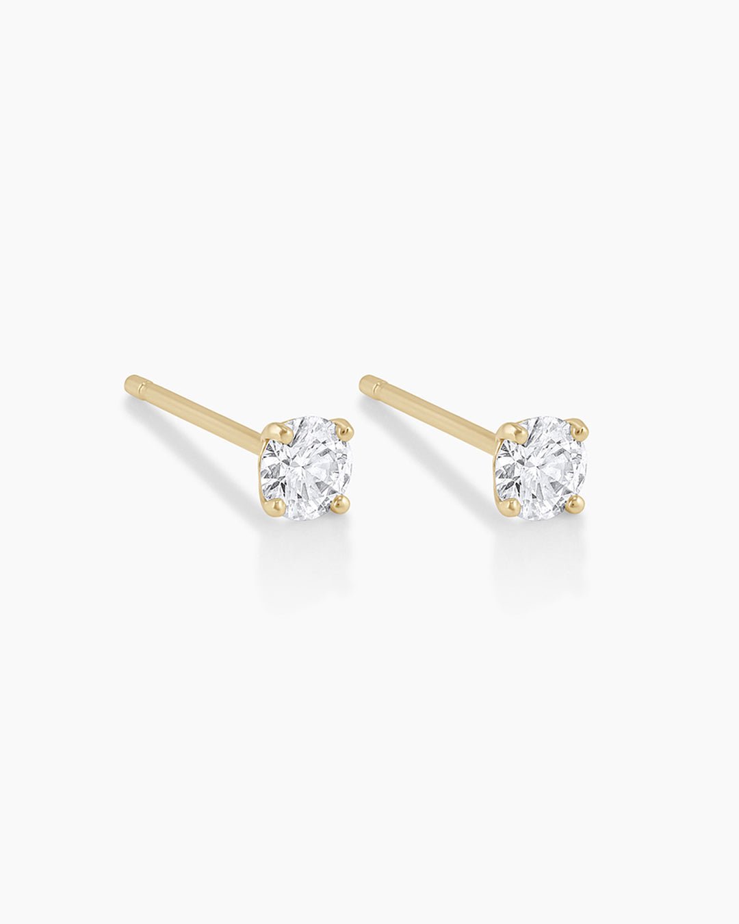 Diamond Solitaire 3 mm Studs || option::14k Solid Gold, 4mm