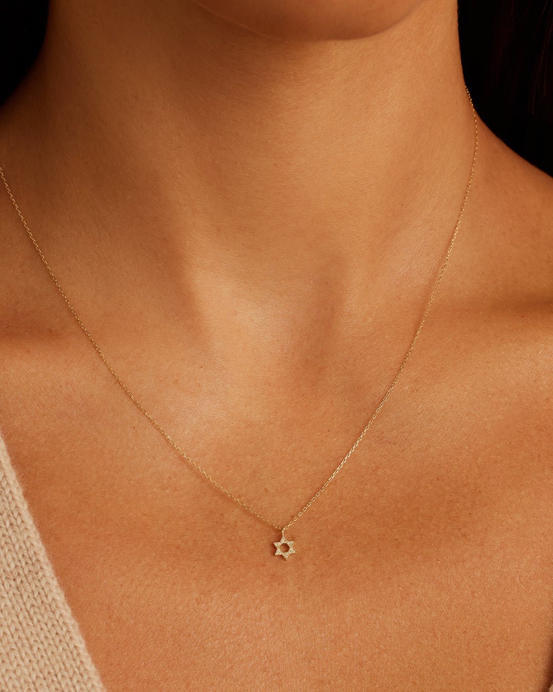 Diamond Star Of David Necklace || option::14k Solid Gold