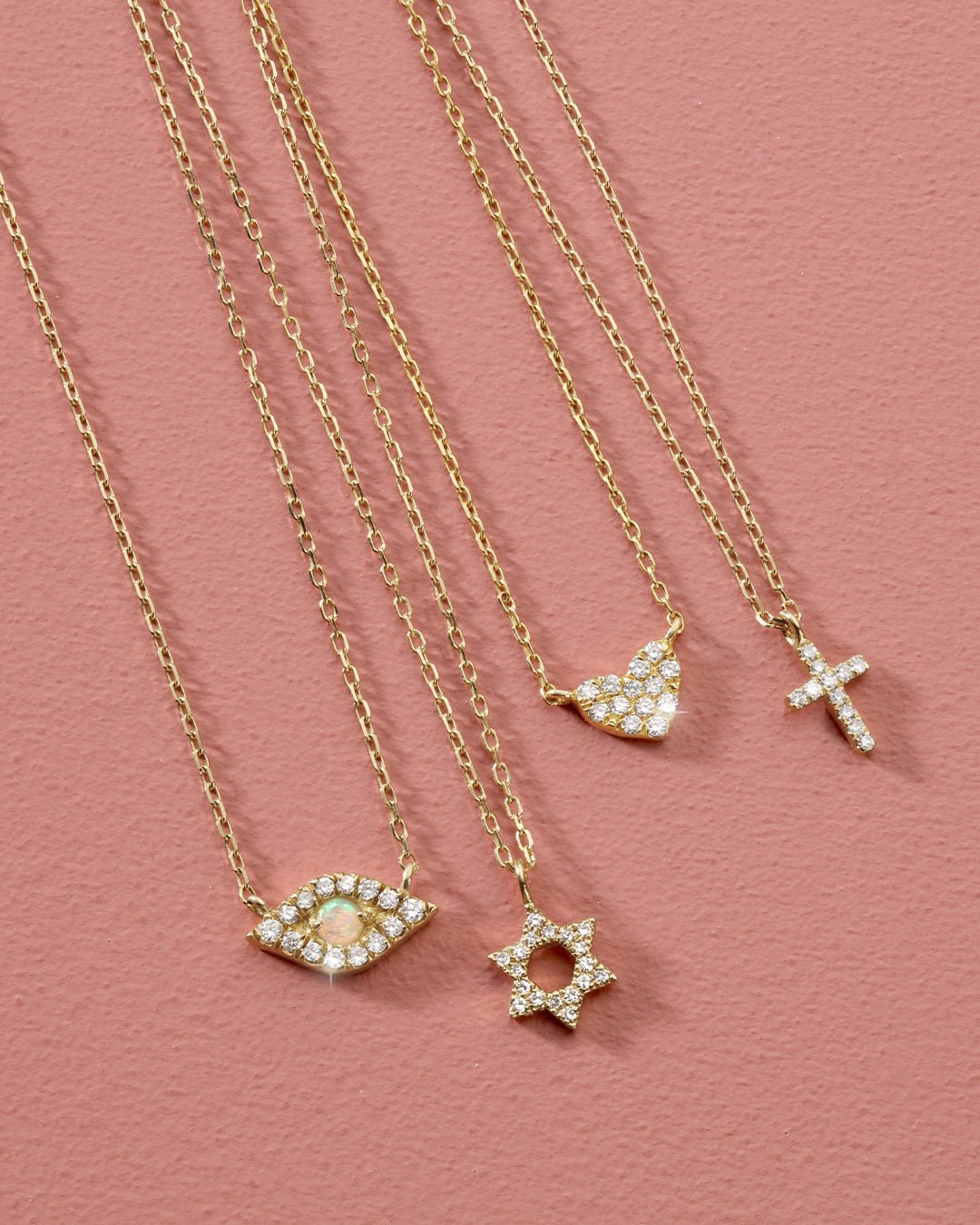 Diamond Star Of David Necklace || option::14k Solid Gold