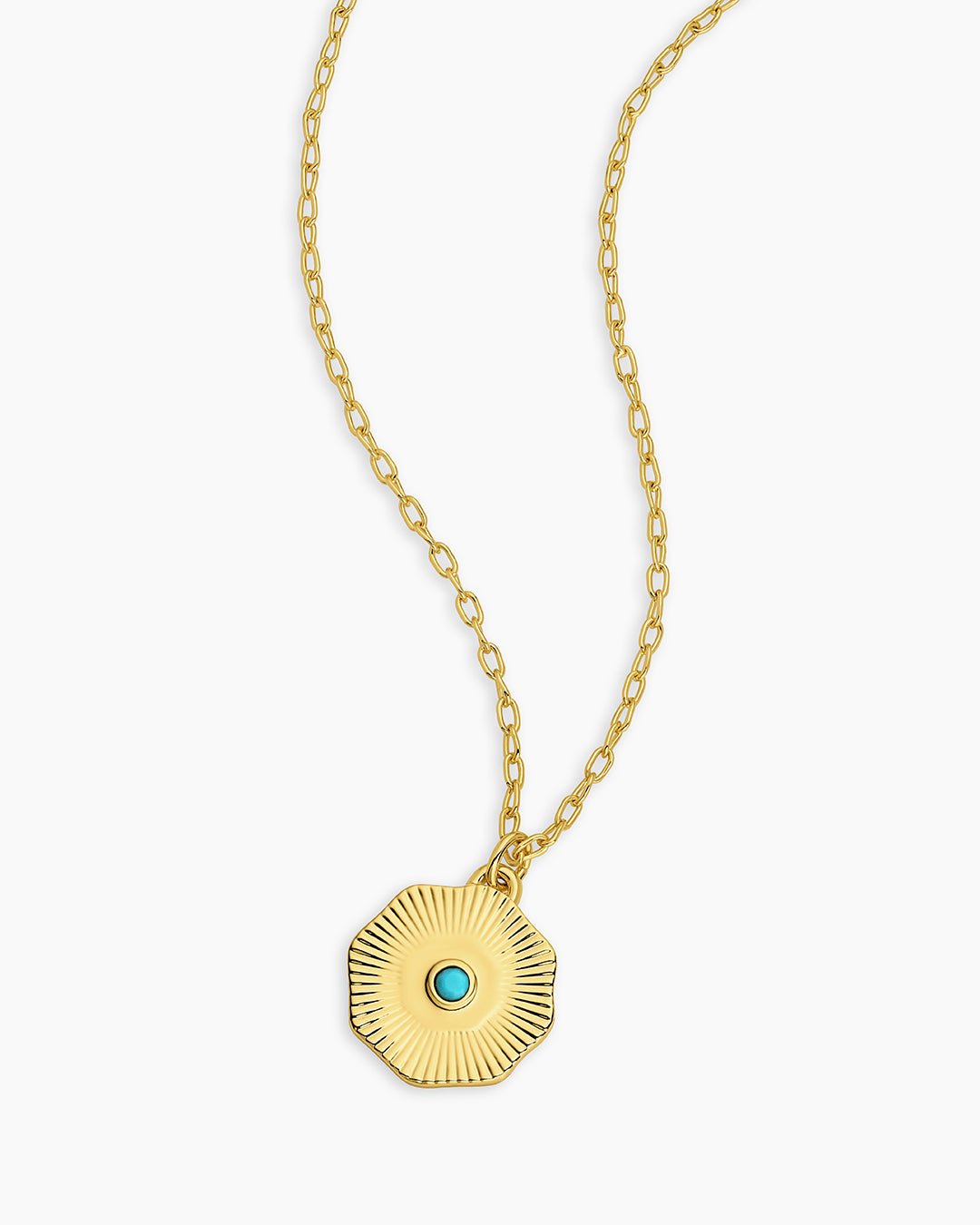 Birthstone Coin Necklace || option::18k Gold Plated, Turquoise - December