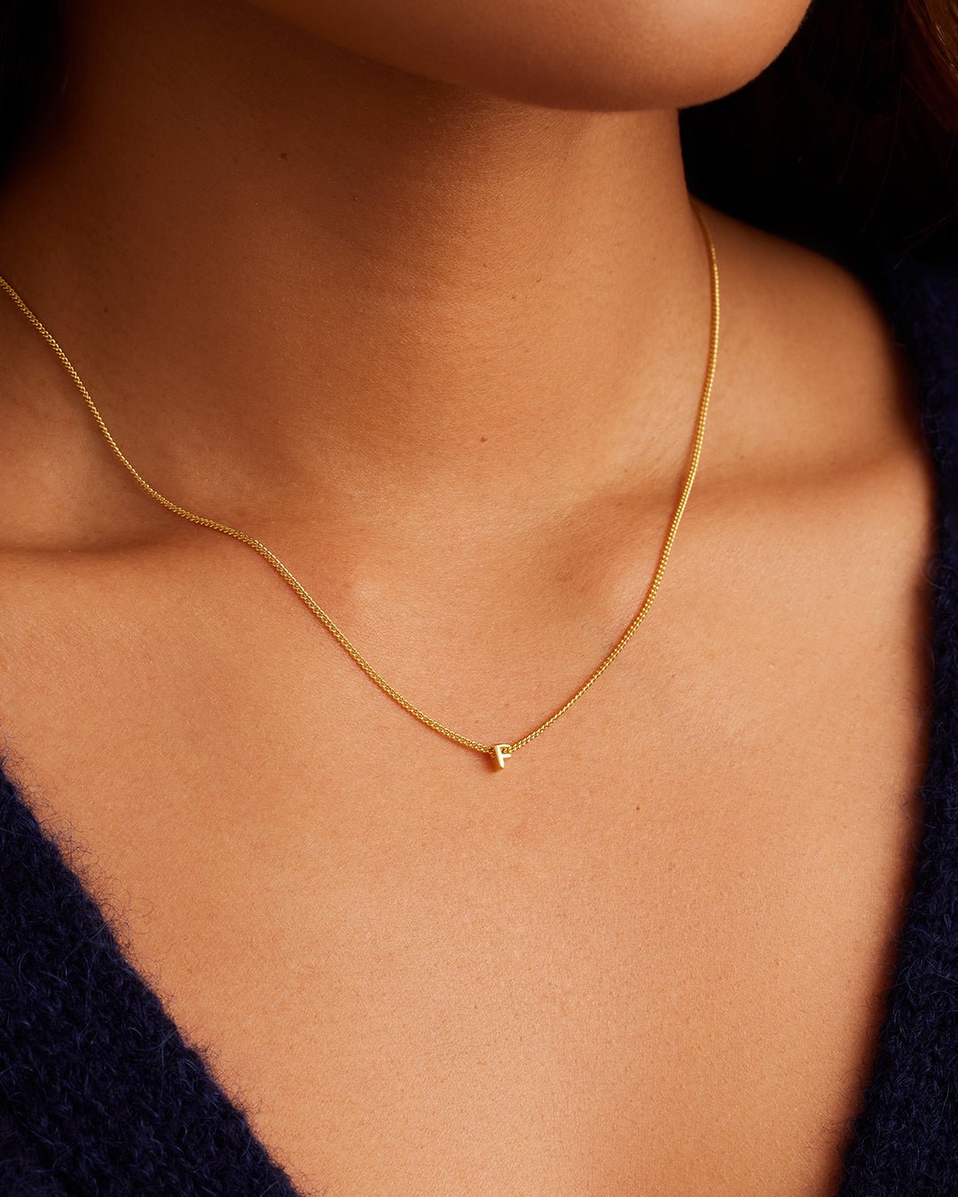 Wilder Mini Alphabet Necklace || option::18k Gold Plated, F