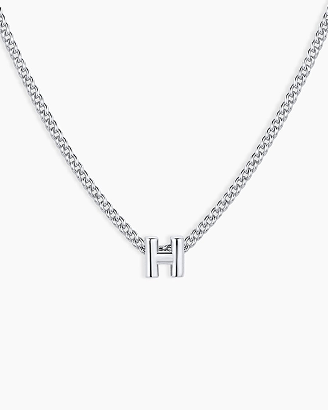 Wilder Mini Alphabet Necklace || option::Silver Plated, H