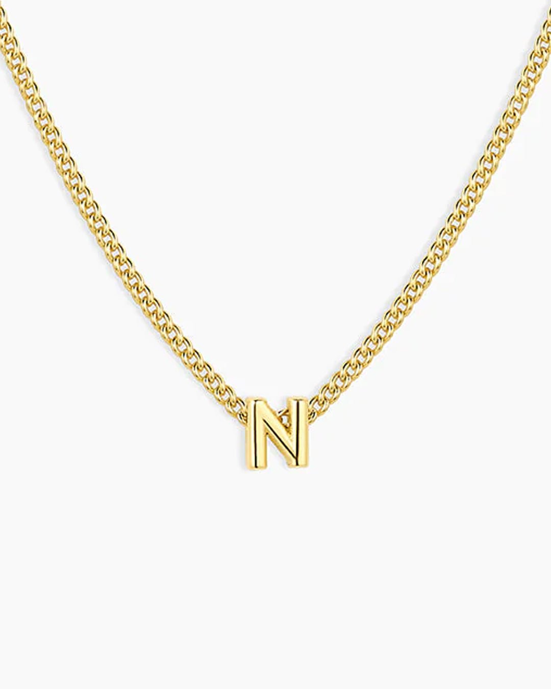 Wilder Mini Alphabet Necklace || option::18k Gold Plated, N