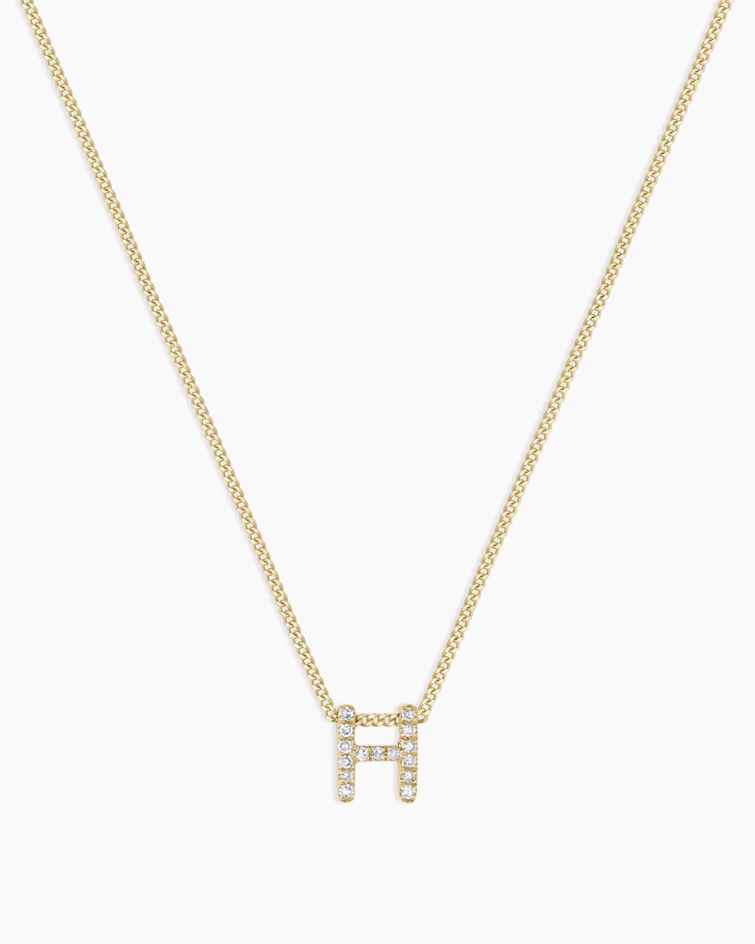 Diamond Alphabet Necklace || option::14k Solid Gold, H