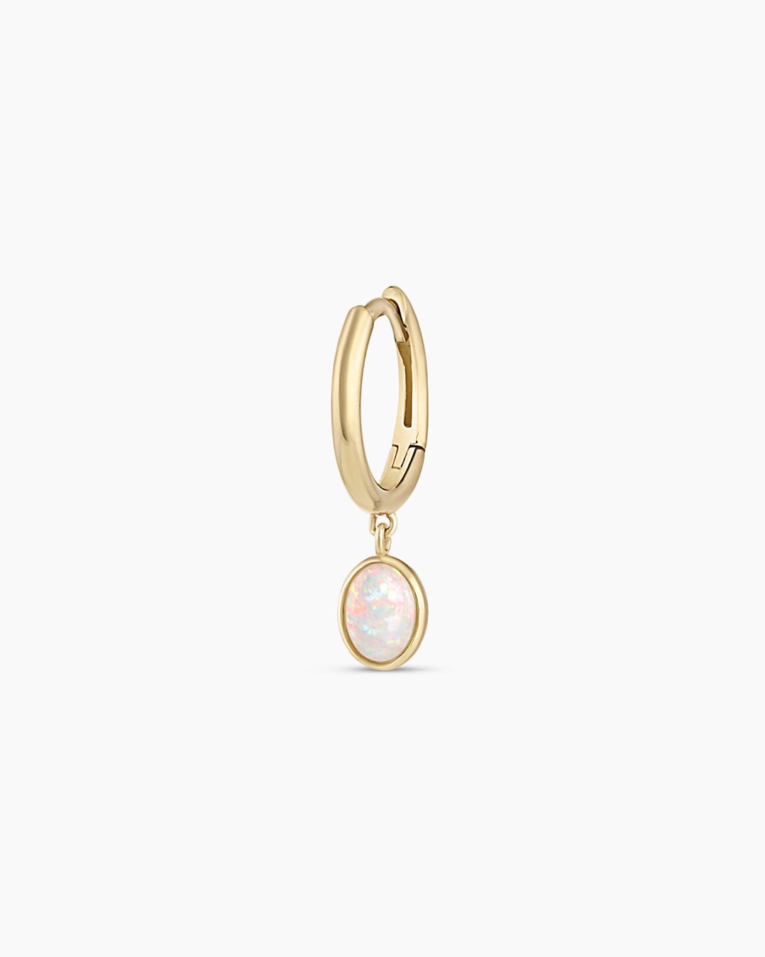 Opal Oval Charm Huggie || option::14k Solid Gold