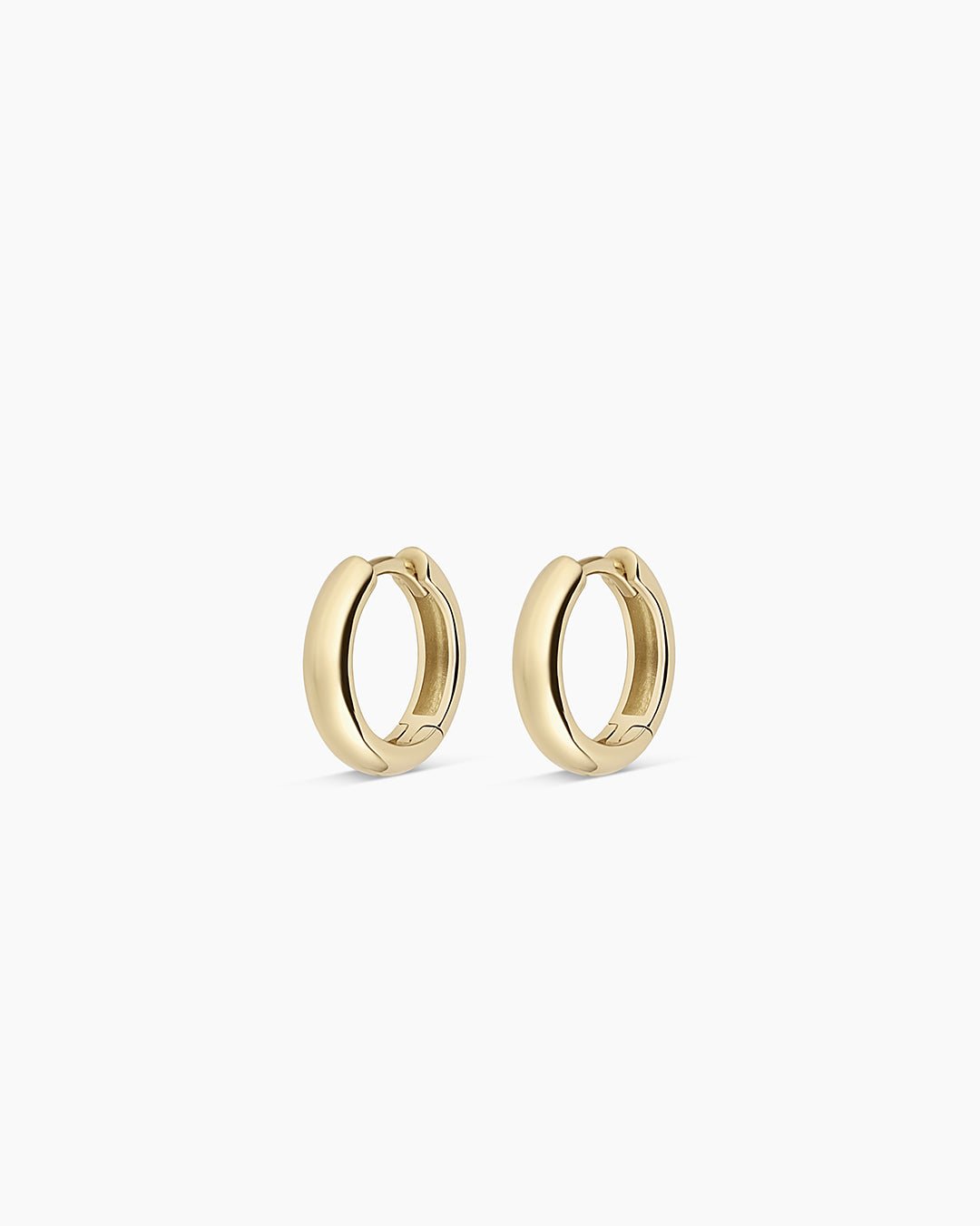 14k Gold Lou Helium Huggies || option::14k Solid Gold, 11mm