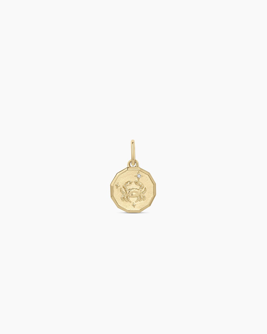 Diamond Zodiac Coin Charm || option::14k Solid Gold, Cancer