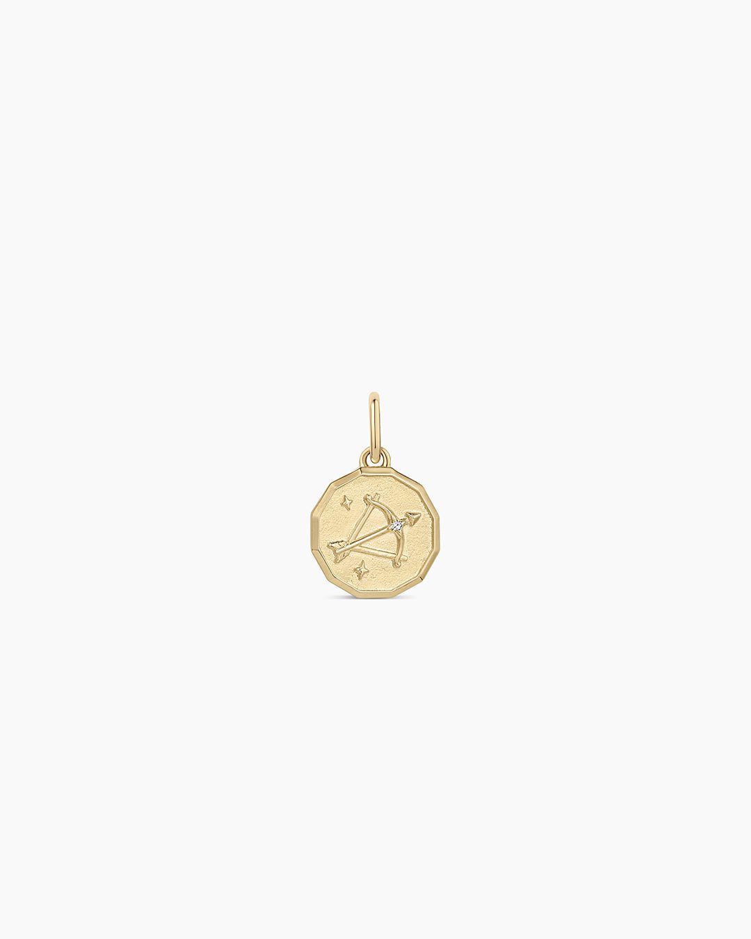 Diamond Zodiac Coin Charm || option::14k Solid Gold, Sagittarius