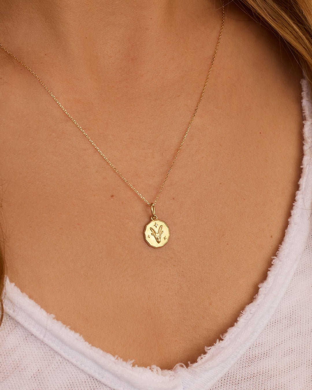 Diamond Zodiac Coin Charm || option::14k Solid Gold, Sagittarius