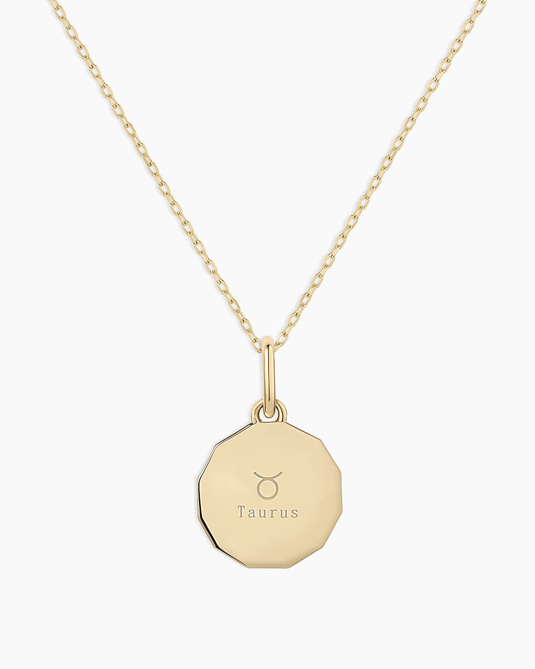 Diamond Zodiac Coin Charm Necklace || option::14k Solid Gold, Taurus