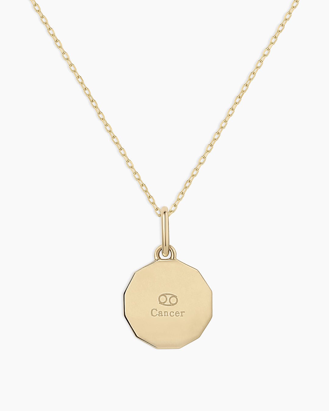 Diamond Zodiac Coin Charm Necklace || option::14k Solid Gold, Cancer