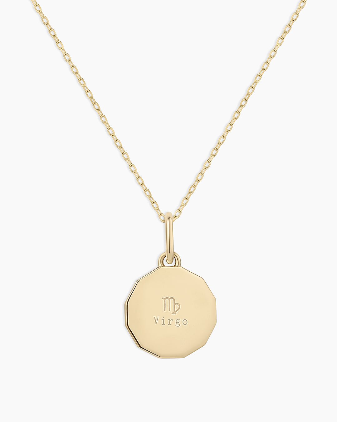 Diamond Zodiac Coin Charm Necklace || option::14k Solid Gold, Virgo