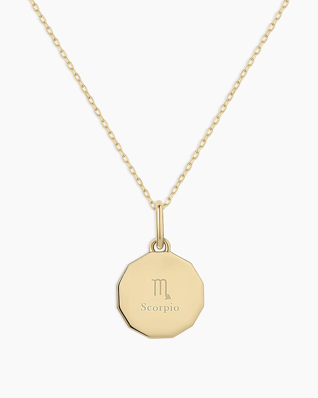 Diamond Zodiac Coin Charm Necklace || option::14k Solid Gold, Scorpio