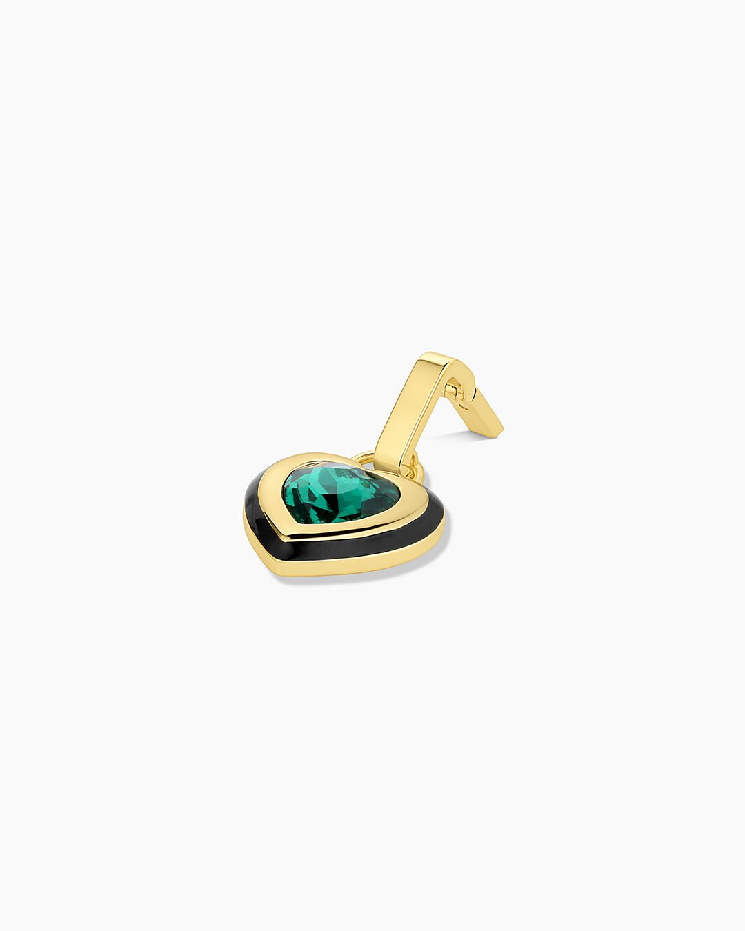 Emerald Heart Tag Charm || option::18k Gold Plated