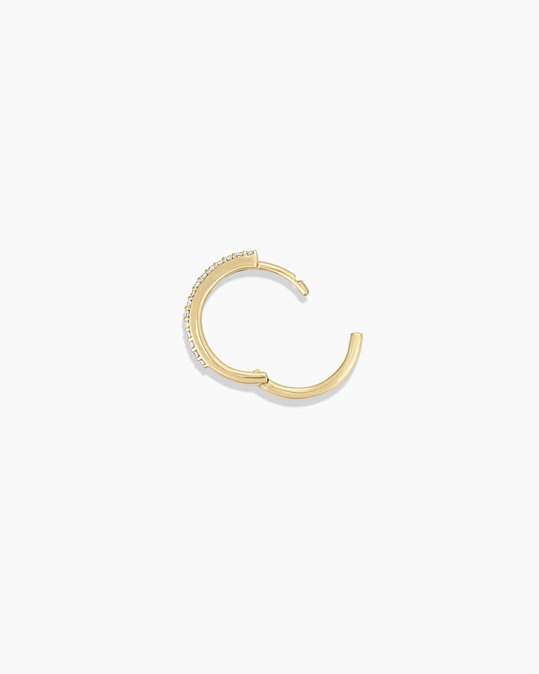 Diamond Double Down Huggies || option::14k Solid Gold, 13mm