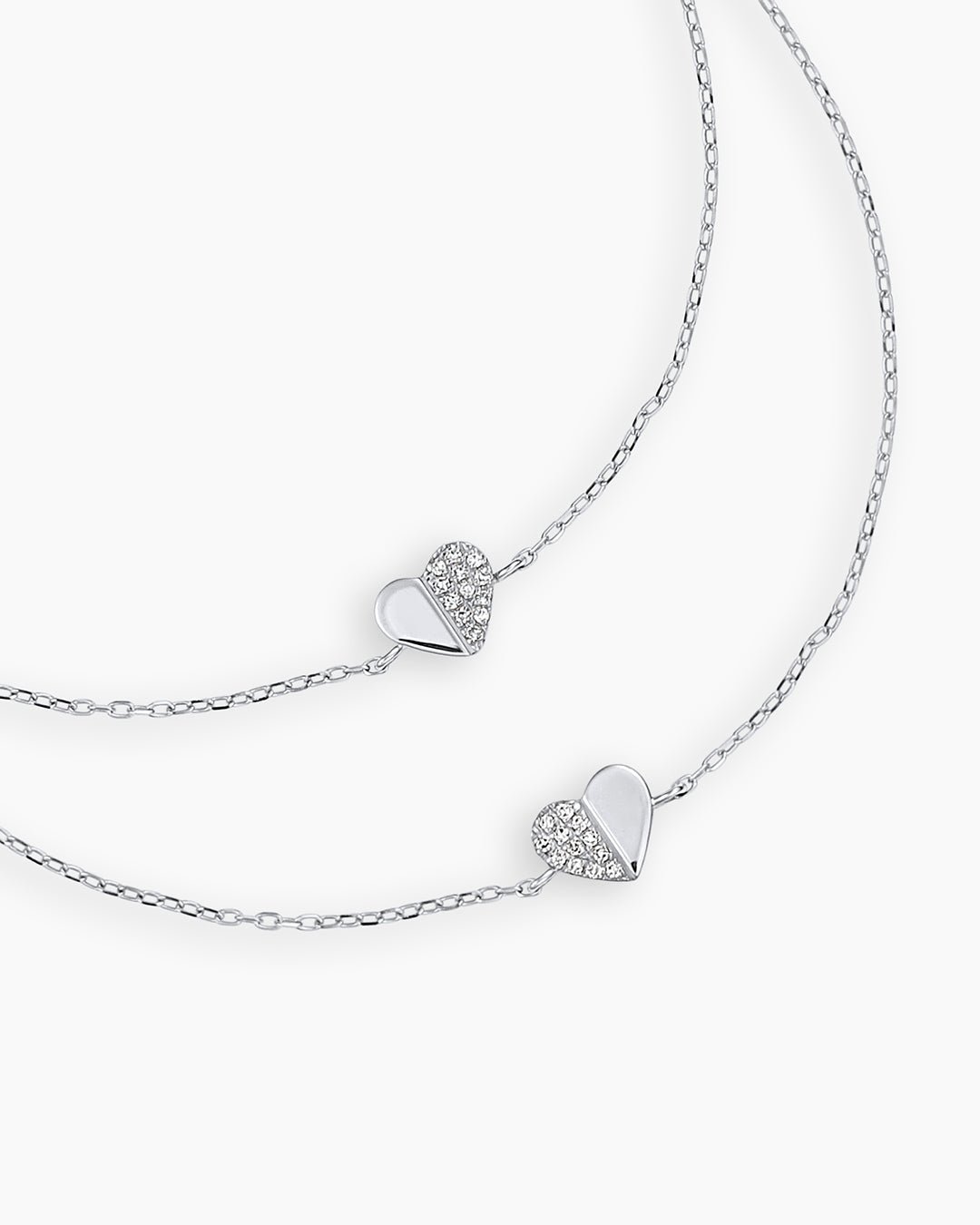 Diamond Bond Bracelet || option::14k Solid White Gold, Set