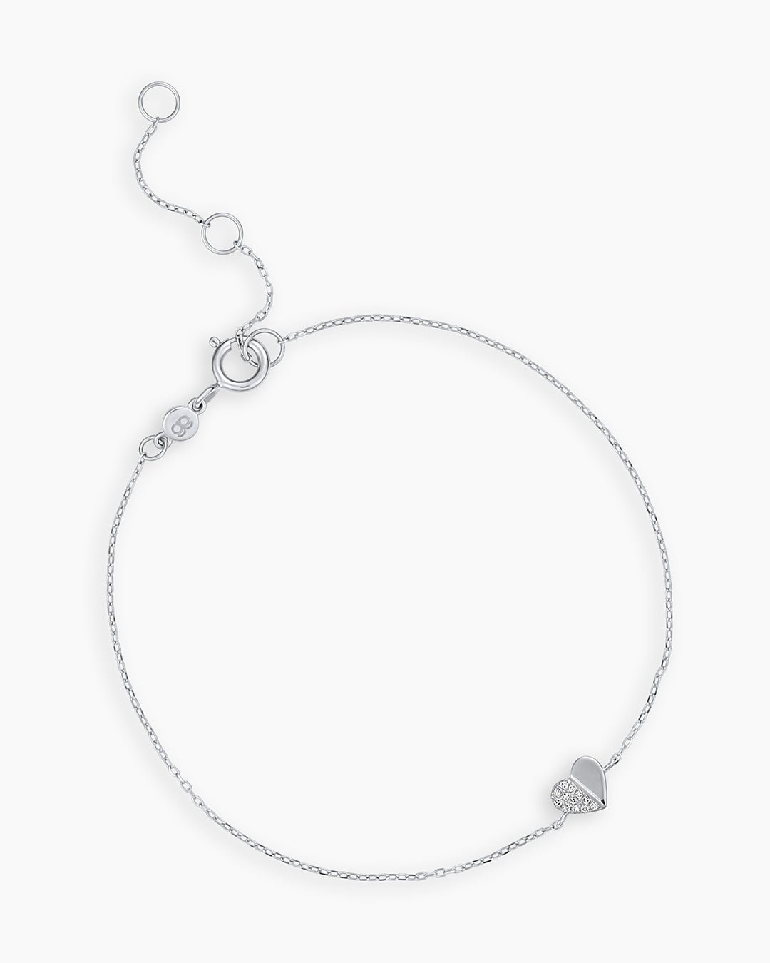 Diamond Bond Bracelet || option::14k Solid White Gold, Single - Diamonds Left