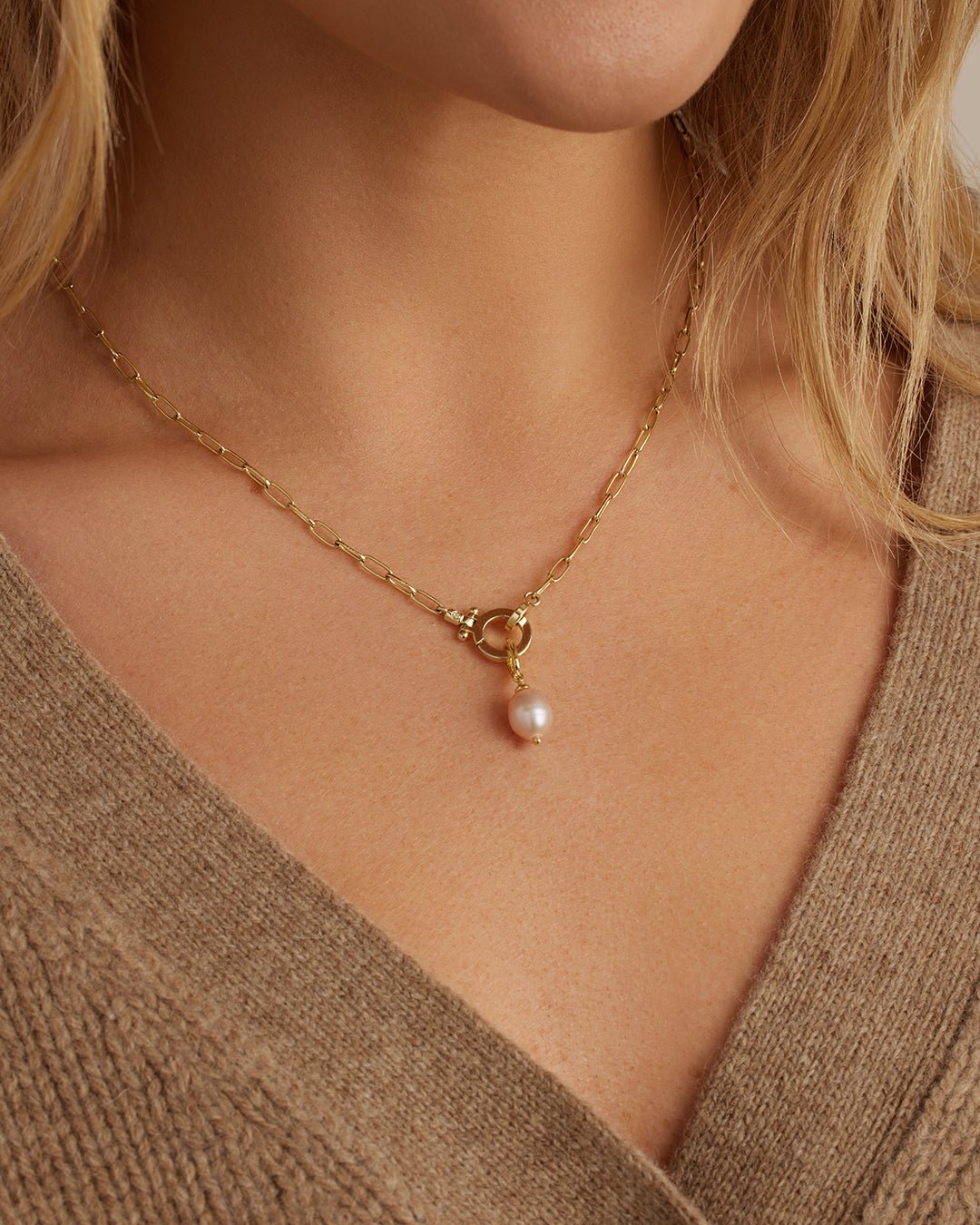 Pink Pearl Parker Charm || option::18k Gold Plated, Pink Freshwater Pearl