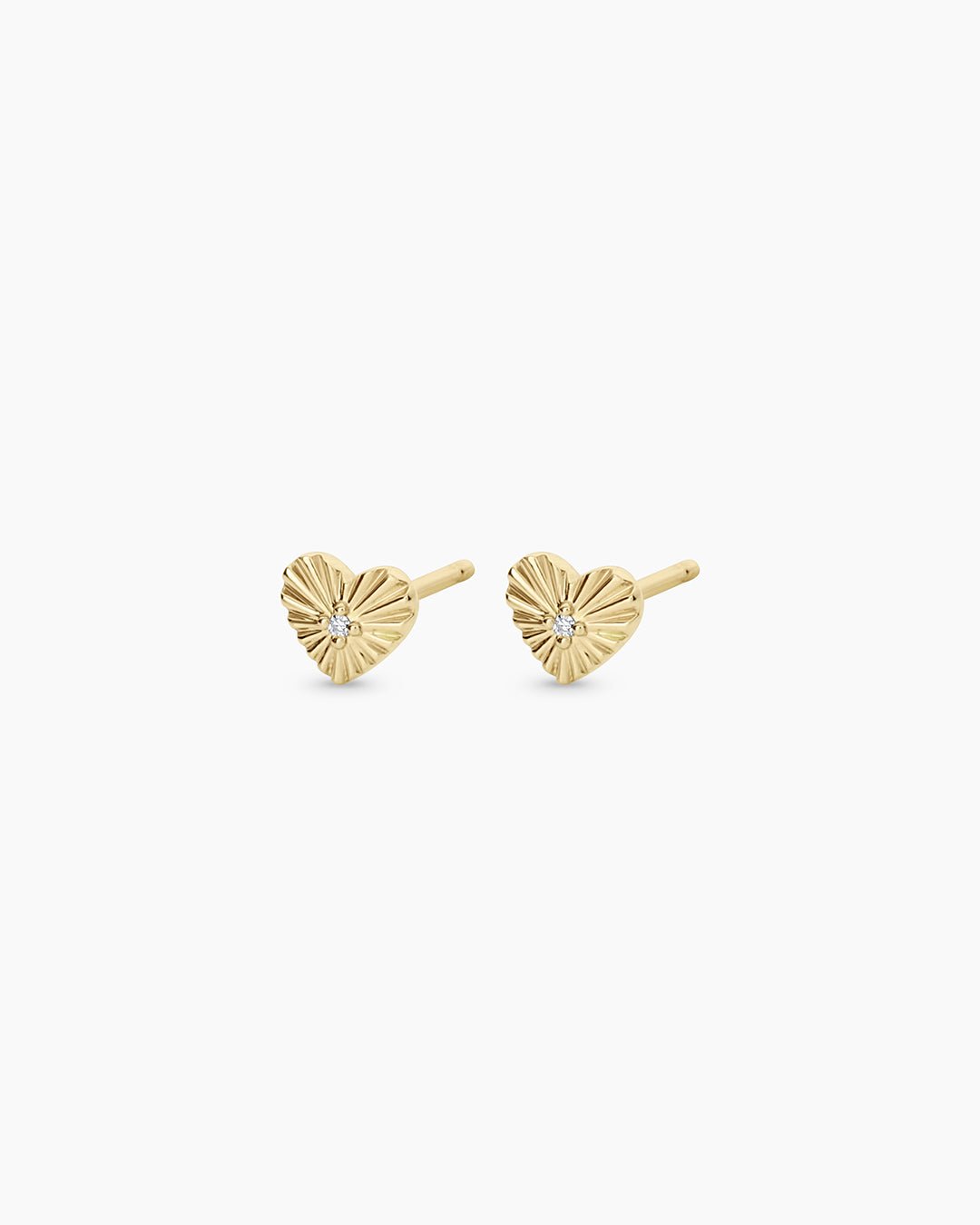 Diamond Vintage Heart Studs || option::14k Solid Gold