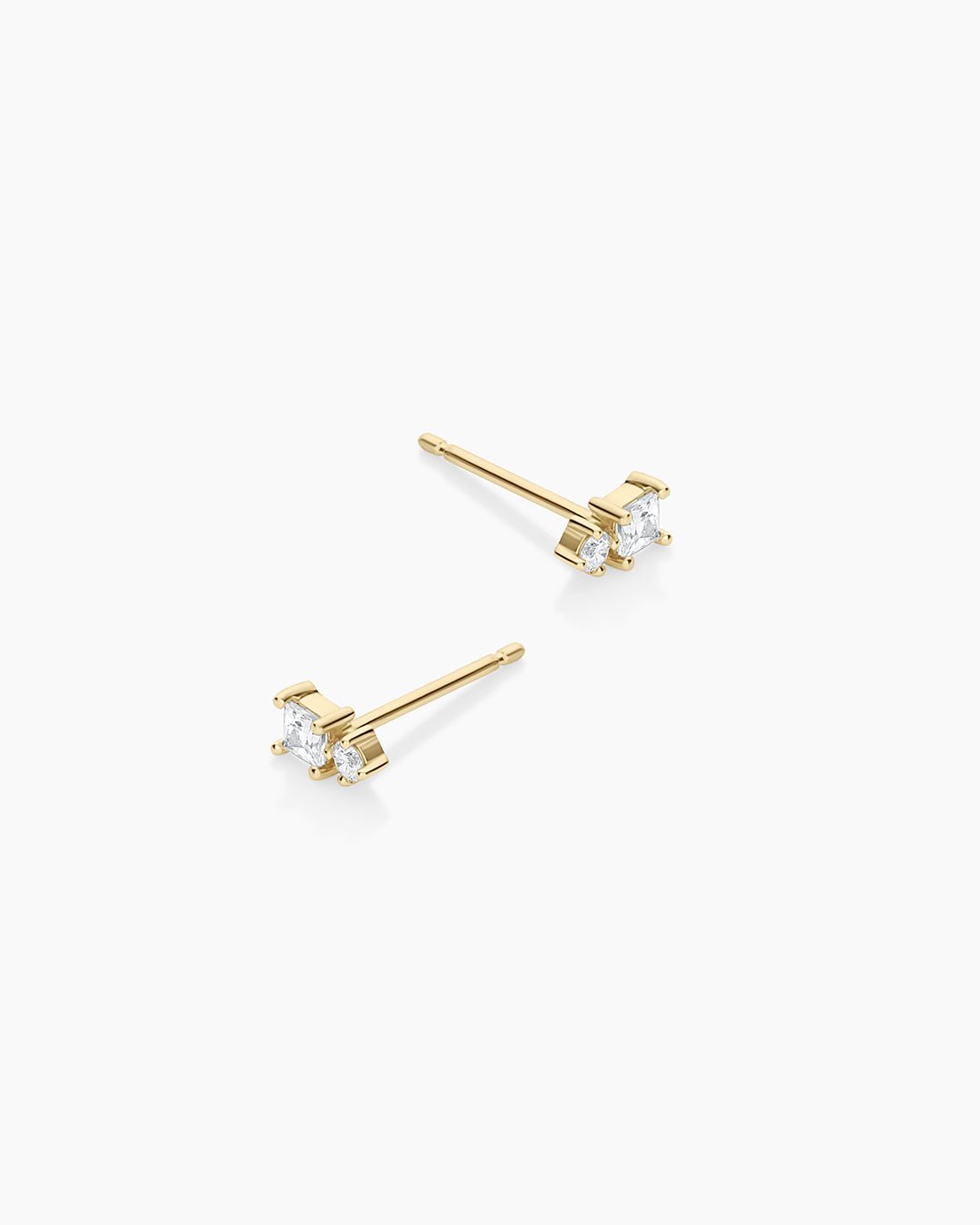 Diamond and White Sapphire Studs || option::14k Solid Gold