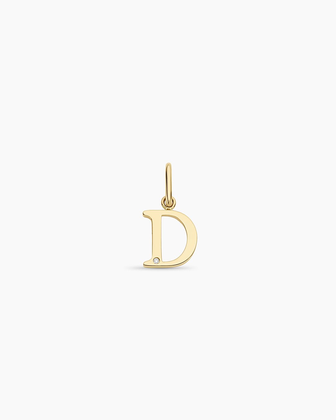 Diamond Vintage Alphabet Charm || option::14k Solid Gold, D