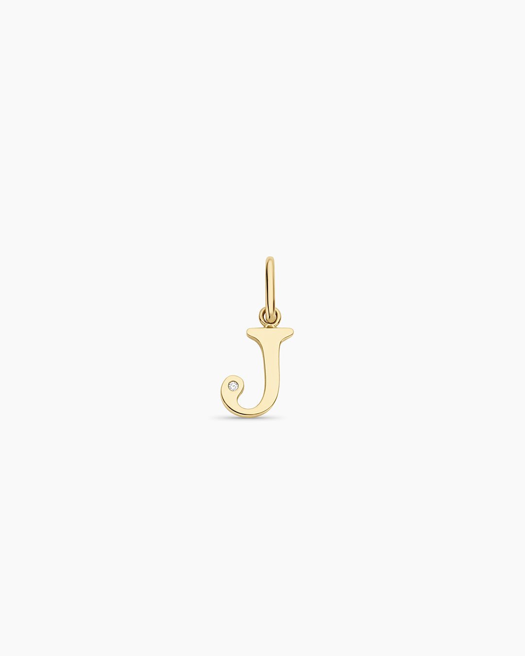 Diamond Vintage Alphabet Charm || option::14k Solid Gold, J