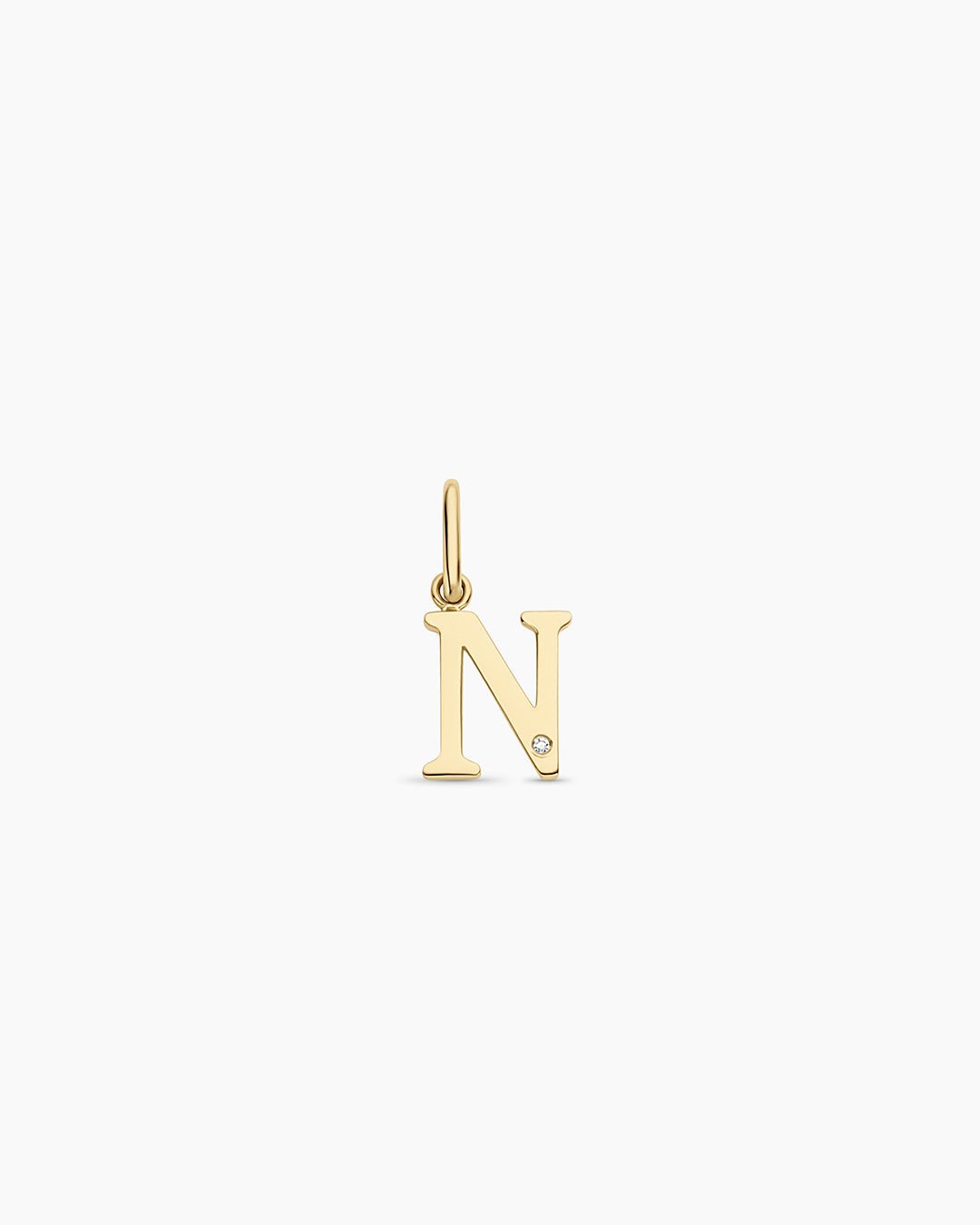 Diamond Vintage Alphabet Charm || option::14k Solid Gold, N