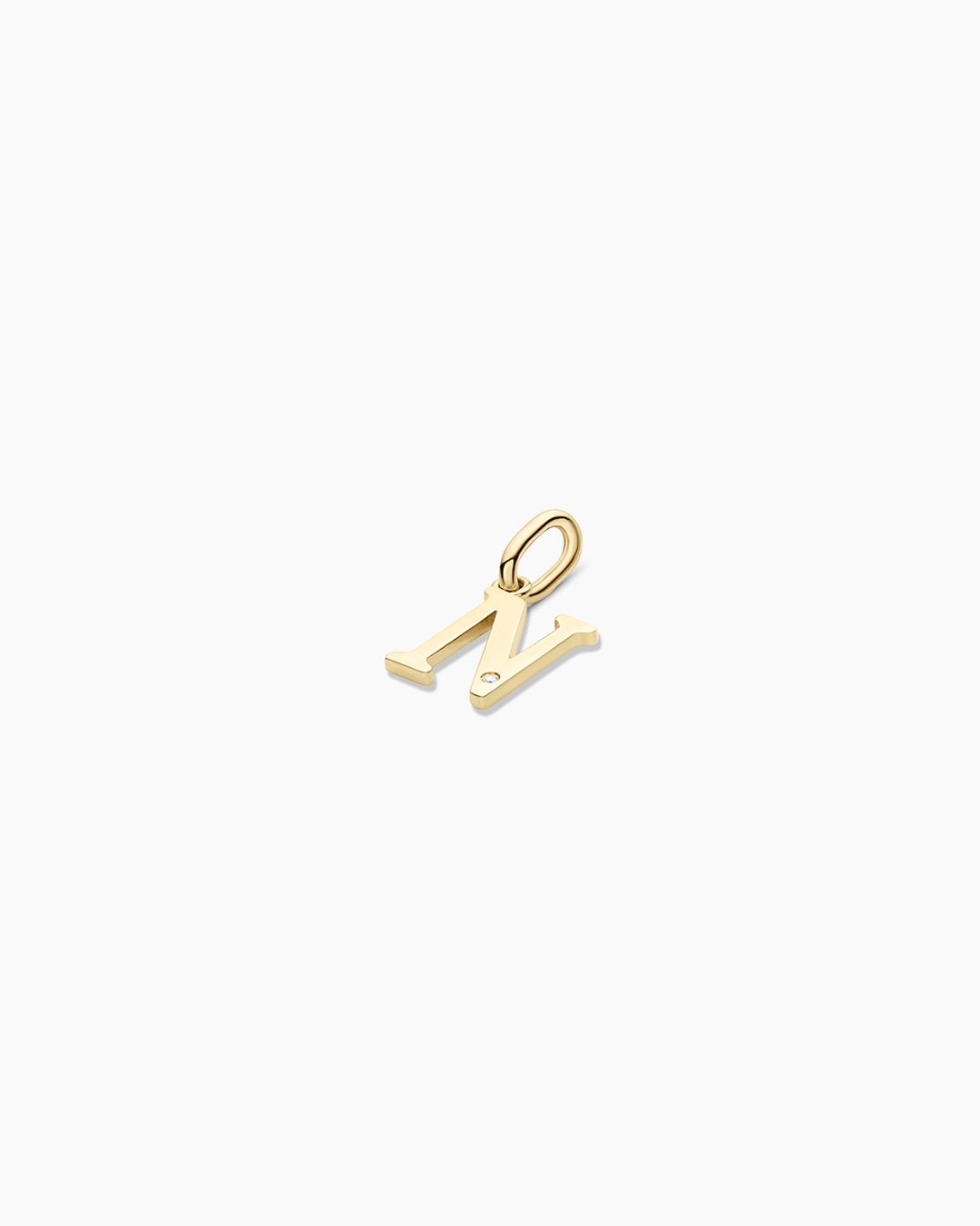 Diamond Vintage Alphabet Charm || option::14k Solid Gold, N