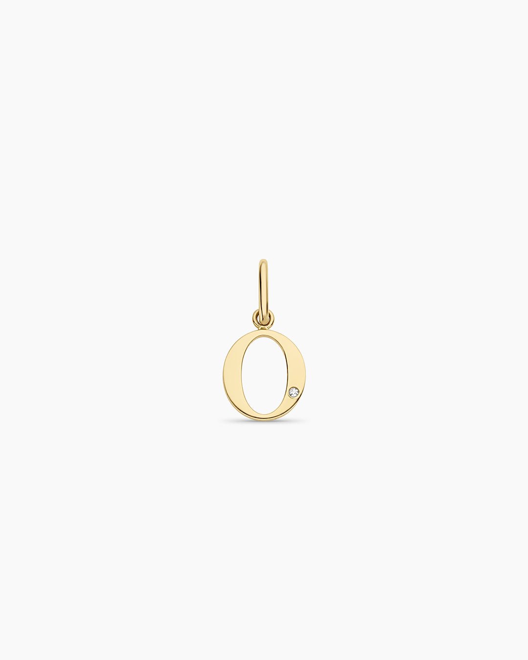 Diamond Vintage Alphabet Charm || option::14k Solid Gold, O