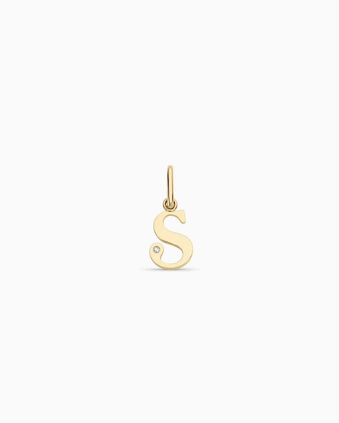 Diamond Vintage Alphabet Charm || option::14k Solid Gold, S