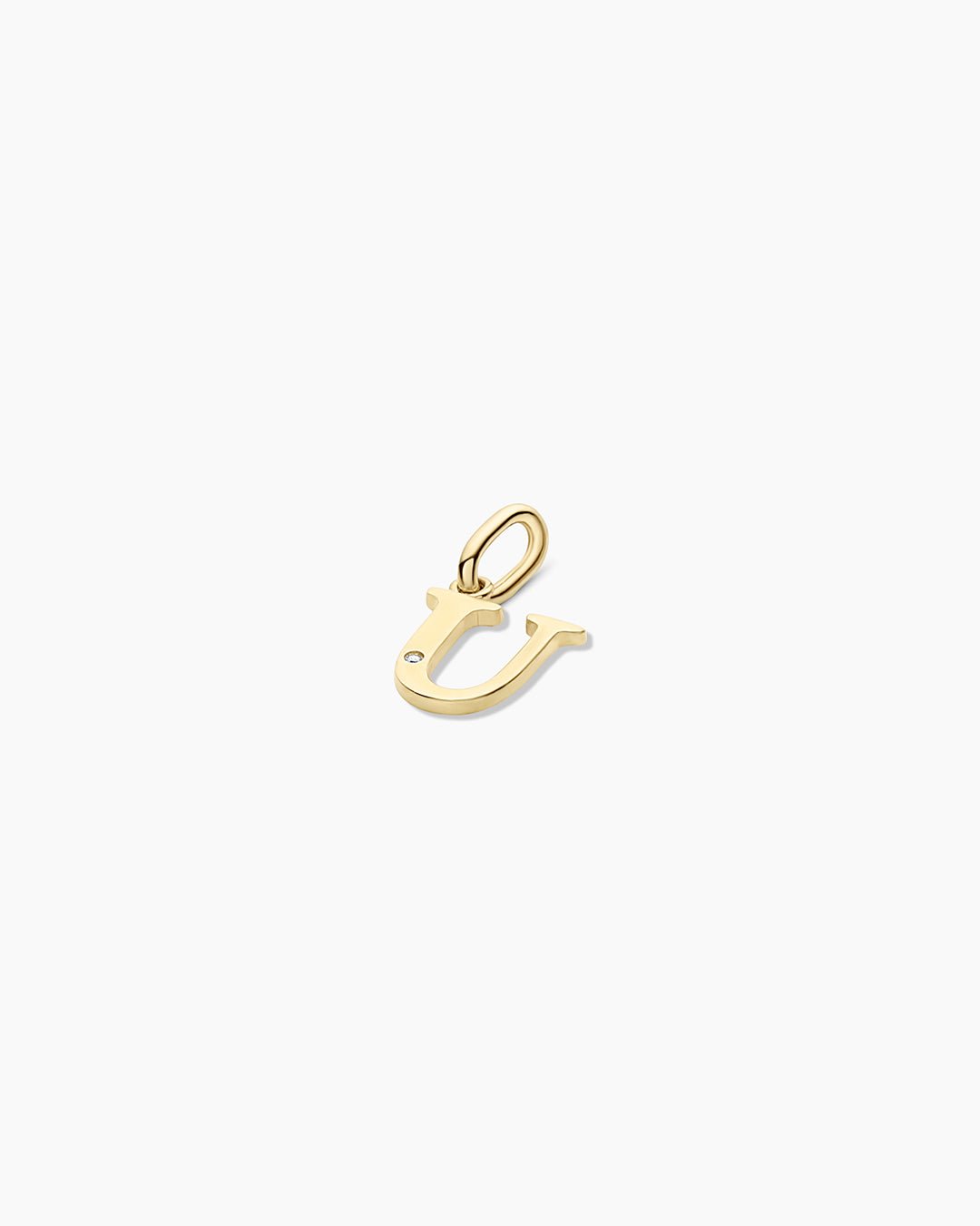 Diamond Vintage Alphabet Charm || option::14k Solid Gold, U