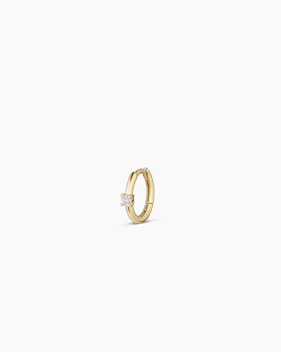 Diamond Solitaire Huggie || option::14k Solid Gold