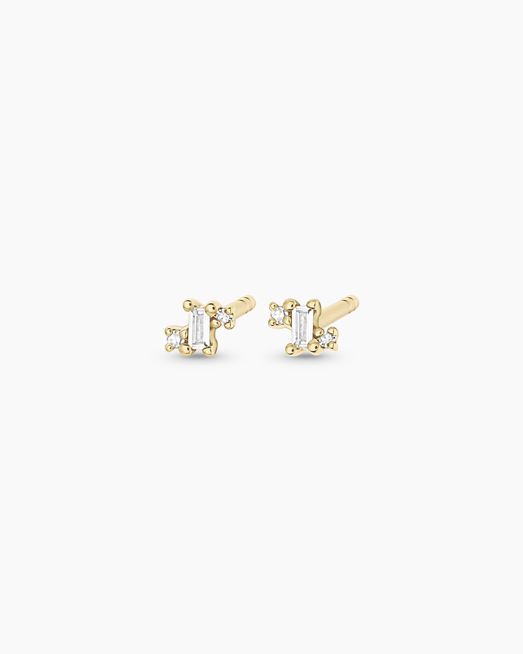 Diamond and White Sapphire Amara Cluster Studs || option::14k Solid Gold