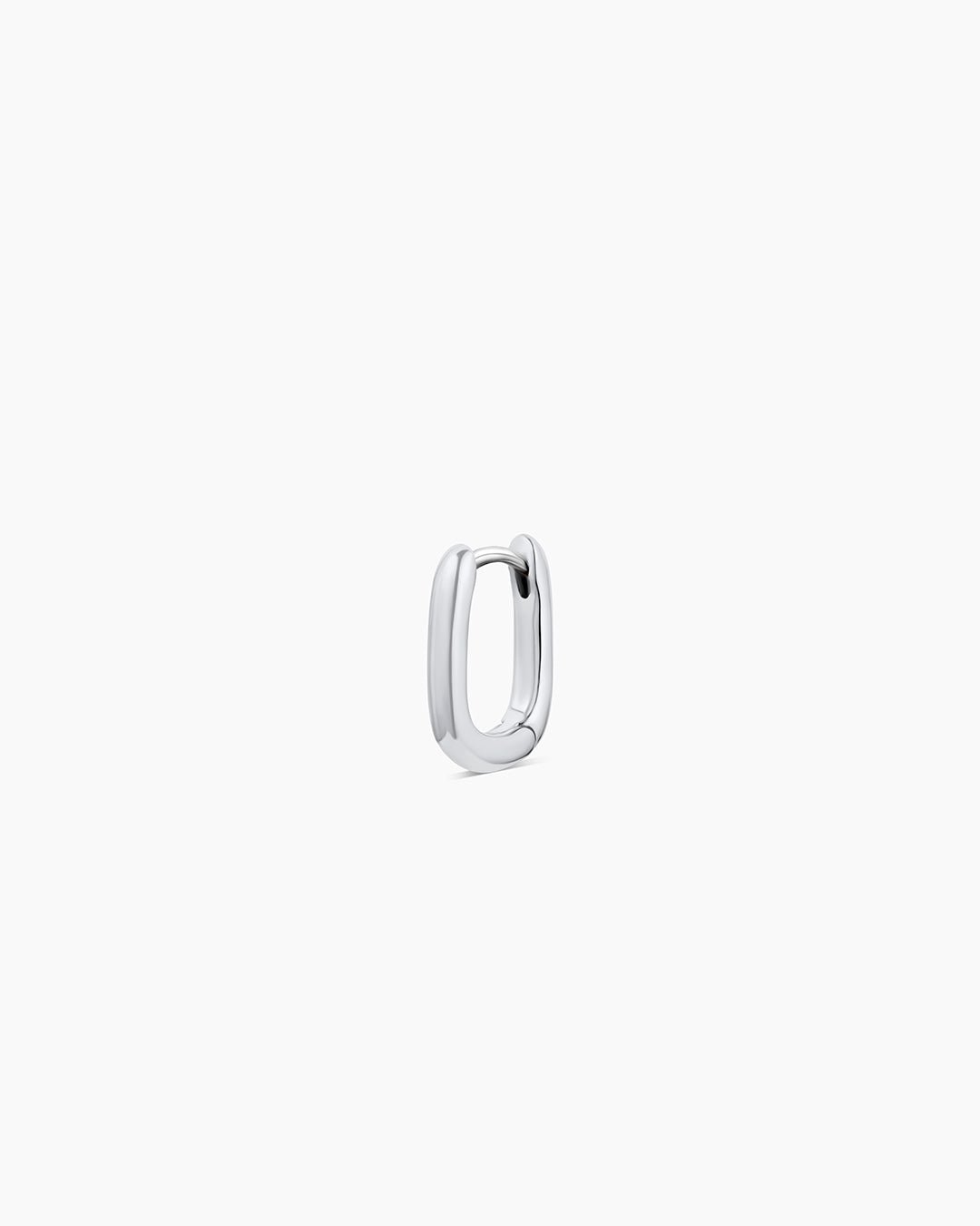 Lou Link Charm Huggie || option::Rhodium Plated