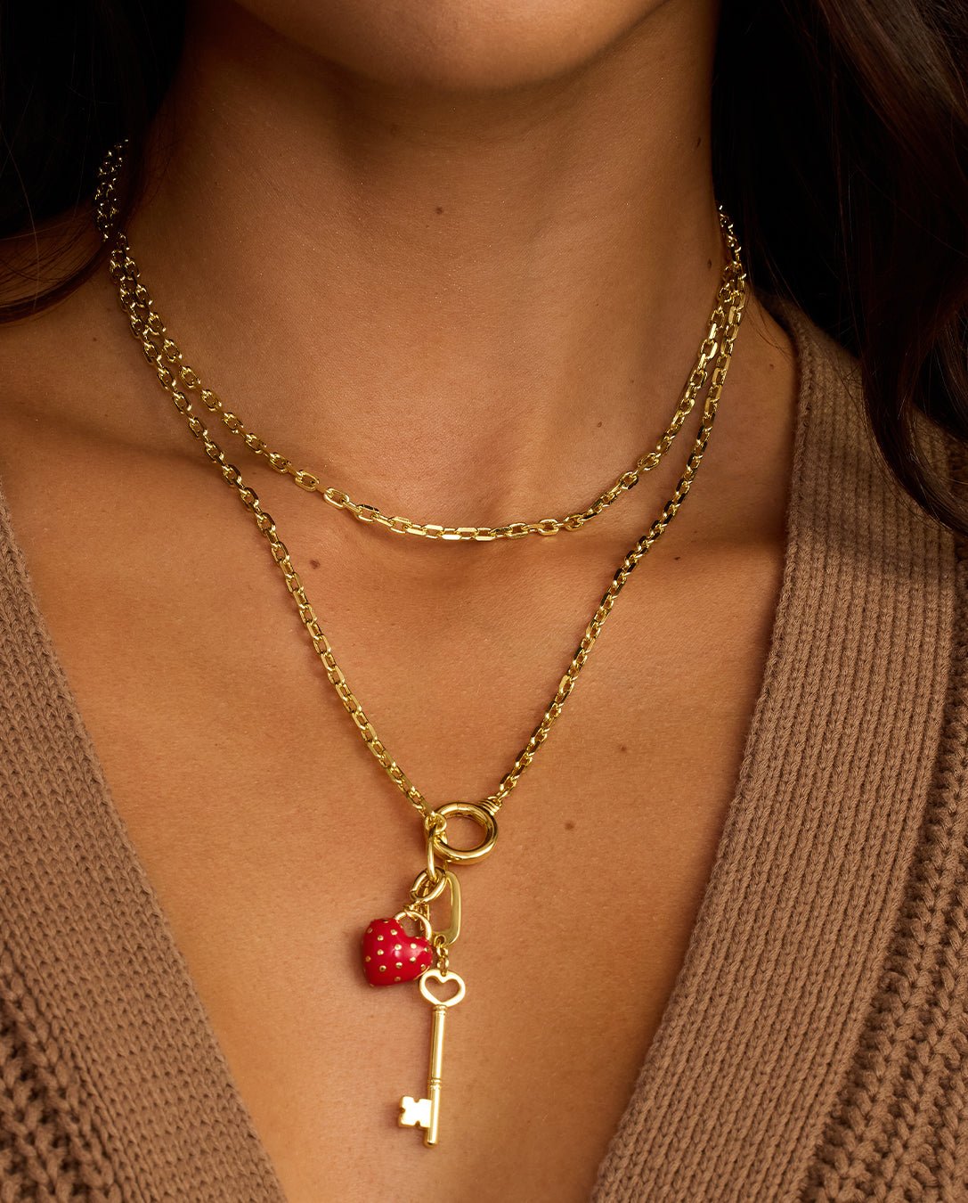 Asher Mini Key to My Heart Necklace || option::18k Gold Plated