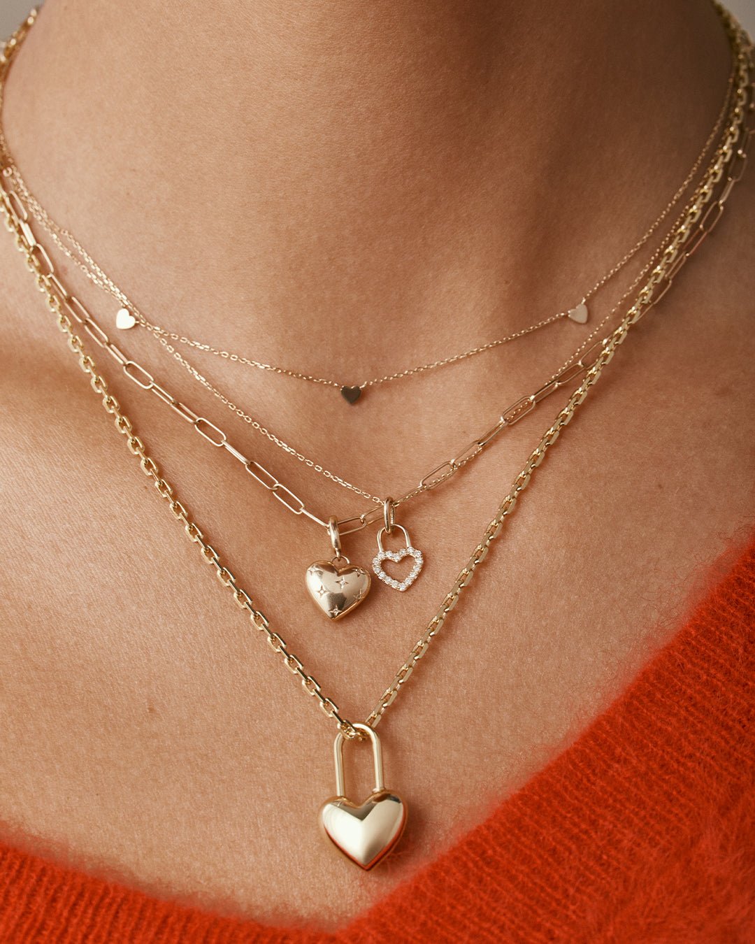 Heart Padlock Charm || option::18k Gold Plated || set::heart-padlock-charm-stl