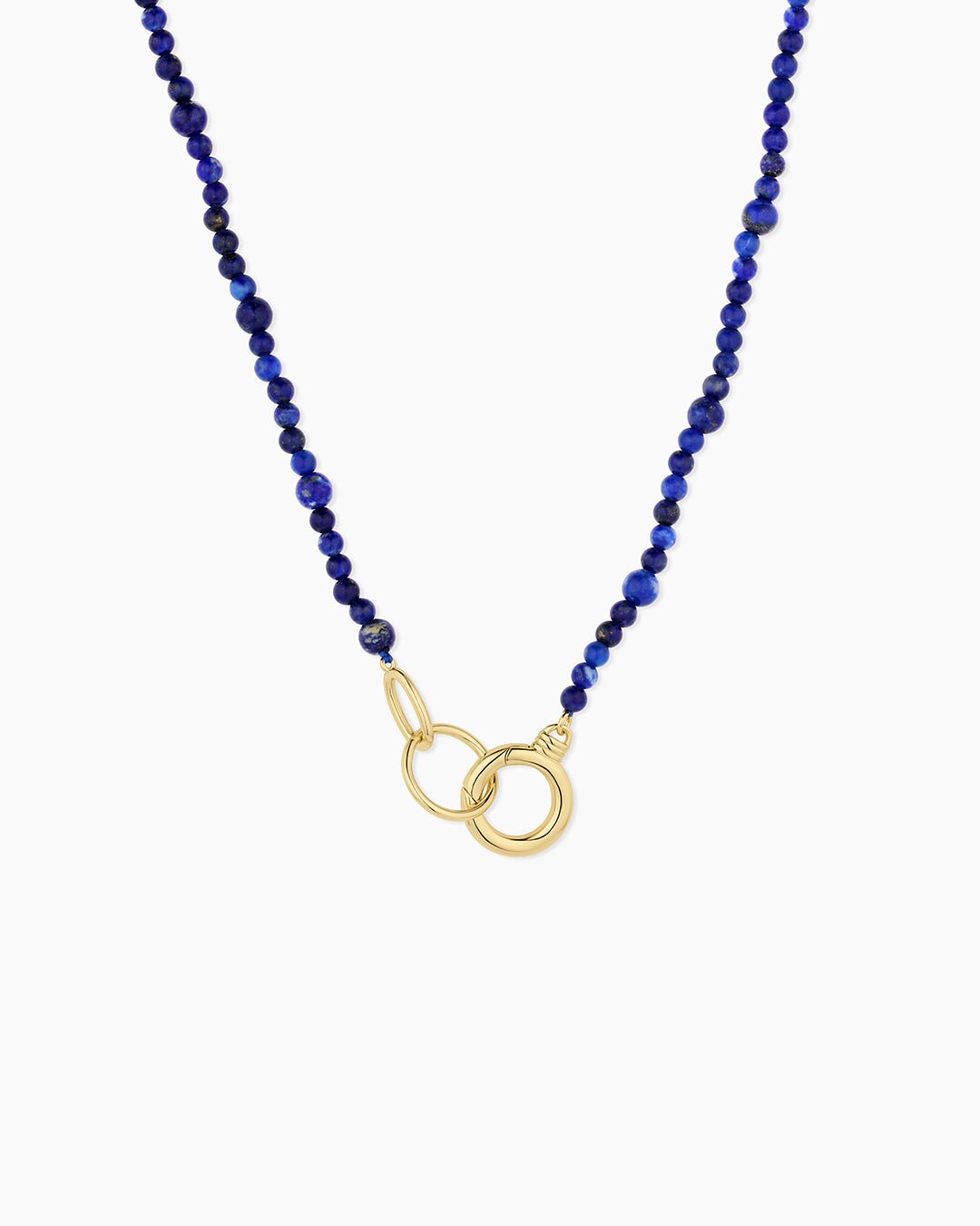 Power Gemstone Beaded Necklace || option::18k Gold Plated, Lapis