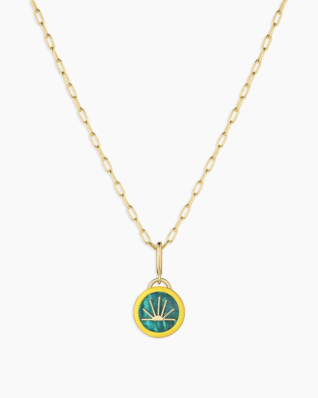 Power Gemstone Parker Charm Necklace Inspiration || option::18k Gold Plated, Apatite