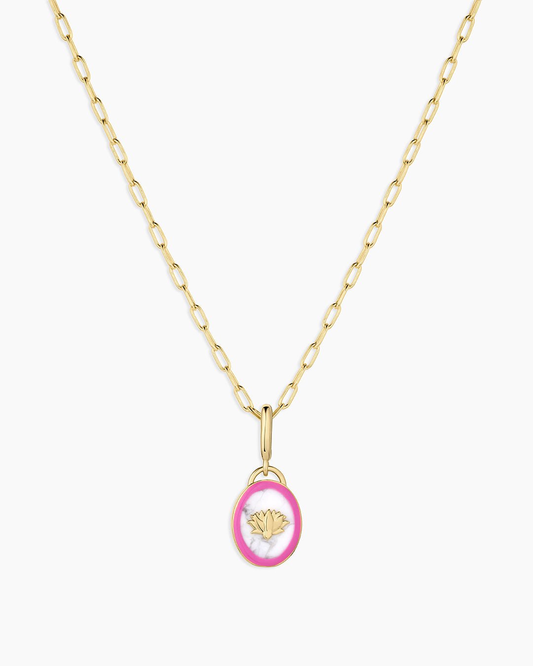 Power Gemstone Parker Charm Necklace Calming || option::18k Gold Plated, Howlite