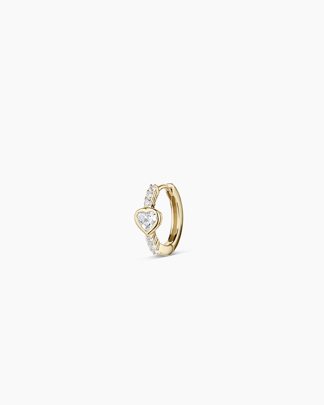 Lab Grown Diamond Heart Single Huggie || option::14k Solid Gold