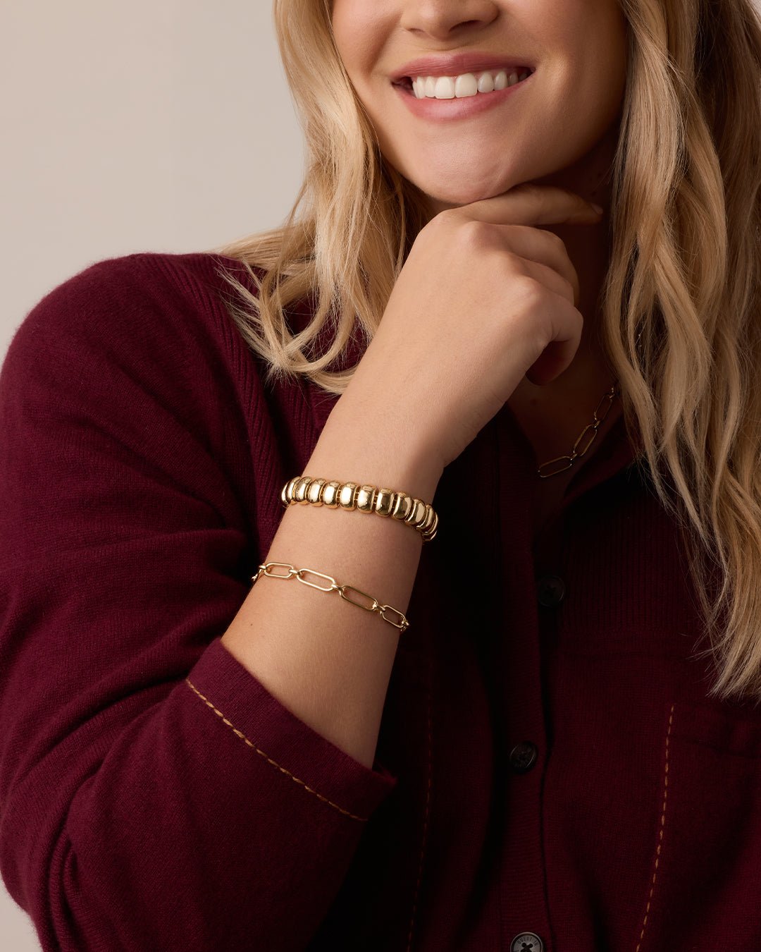 Zoey Statement Link Bracelet || option::18k Gold Plated 