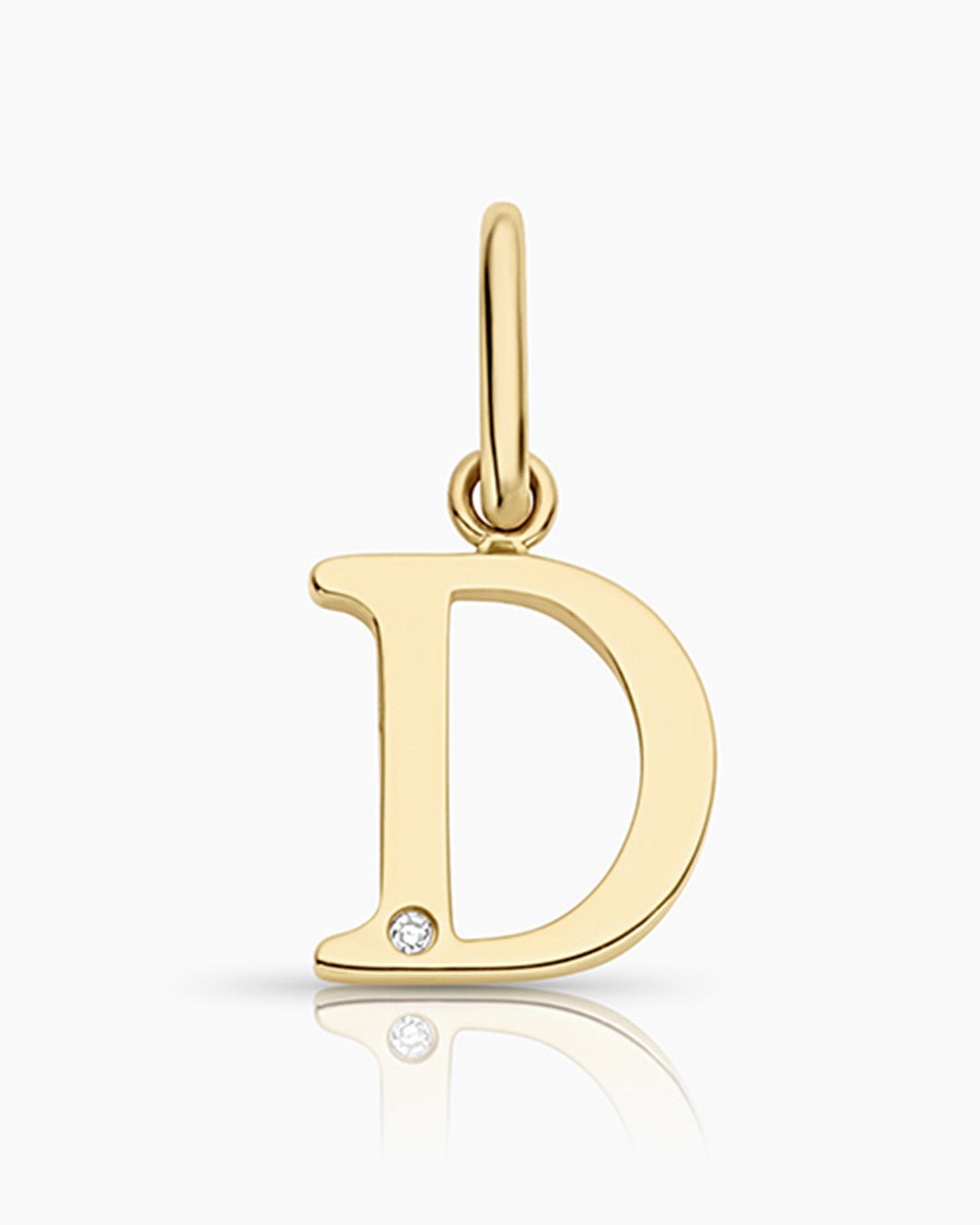 Diamond Vintage Alphabet Charm || option::14k Solid Gold, D